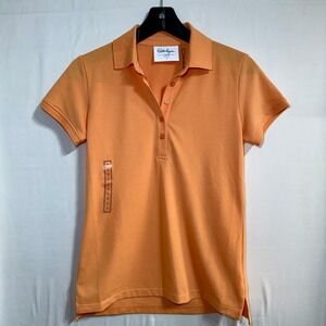 NEW Walter Hagen Clubhouse Womens Small Fresh Orange SS Classic Polo Golf Shirt